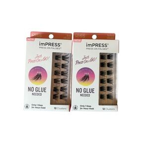 Kiss imPRESS No Glue Needed Black Lashes | 12 clusters - Bold and Refined